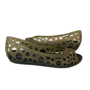 Crocs Adrina III Women 10 Open Toe Slip On Jelly Ballet Flats Green Gray Cut Out